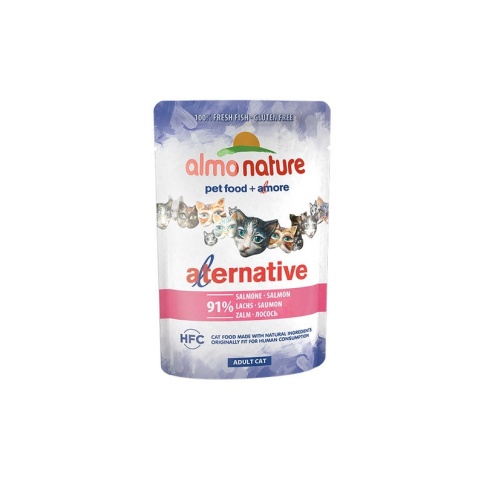 Almo Nature Alternative Adult Cat Salmon паучи для взрослых кошек с лососем и 91% мяса - 55 г фото 2