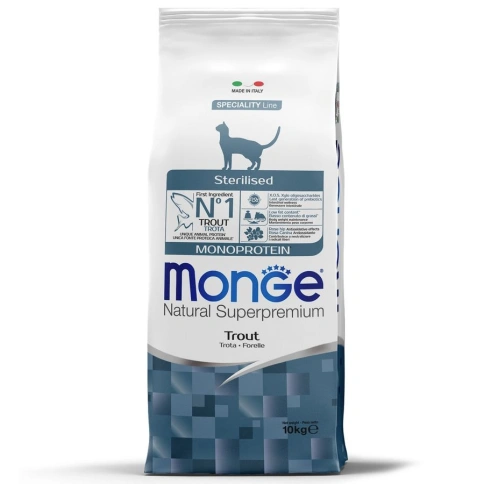Сухой корм Monge Monoprotein Sterilised с форелью для стерилизованных кошек, 10 кг фото 7