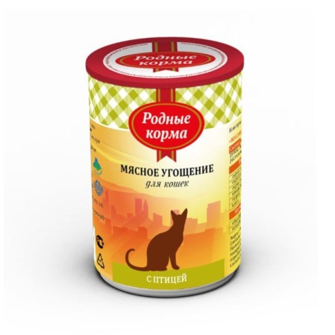 Родные корма Мясное угощение с Птицей консервы для кошек 340 г фото 2
