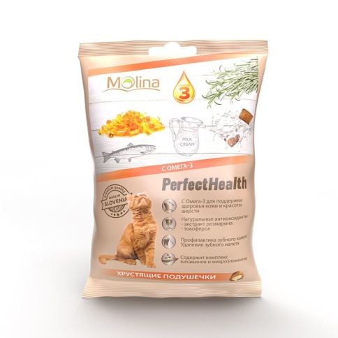 Molina Хрустящие подушечки для кошек с Омега-3, 50 г фото 1