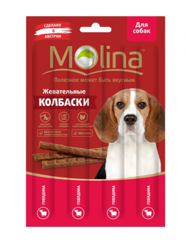 Molina Жевательные колбаски для собак с говядиной 20 г фото 1