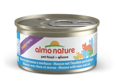 Almo Nature Daily Menu Adult Cat Mousse Tuna & Cod консервы нежный мусс для взрослых кошек меню с тунцом и треской - 85 г фото 1