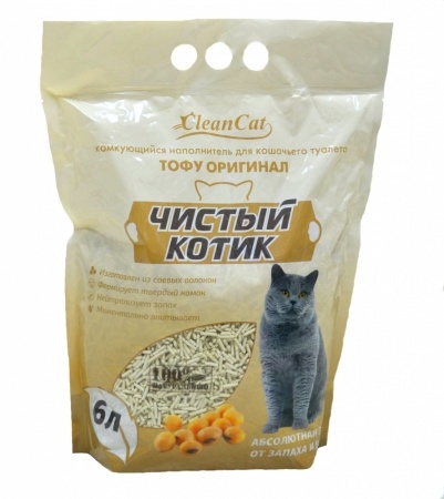 Комкующийся наполнитель Чистый Котик Тофу Оригинал, 6 л фото 1