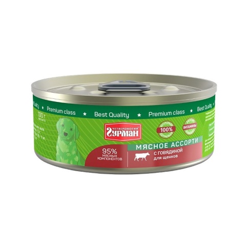 Четвероногий Гурман Мясное ассорти с говядиной для щенков 100 г фото 1