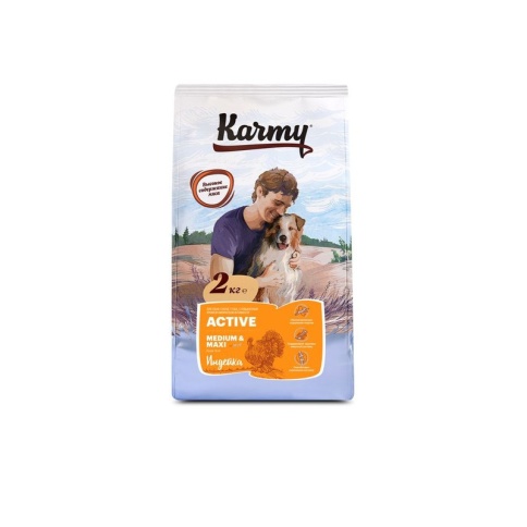 Сухой корм Karmy Active Medium & Maxi для взрослых собак средних и крупных пород при высоких физических нагрузках с индейкой 2 кг фото 2