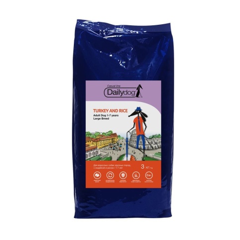 Dailydog Casual Dog Adult Large Turkey and Rice сухой корм для взрослых собак крупных пород с индейкой и рисом - 3 кг фото 1
