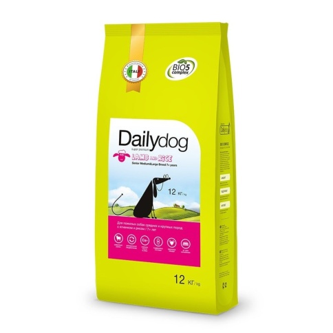 Сухой корм Dailydog Senior Medium Large Breed Lamb and Rice для пожилых собак средних и крупных пород с ягненком и рисом 12 кг фото 2