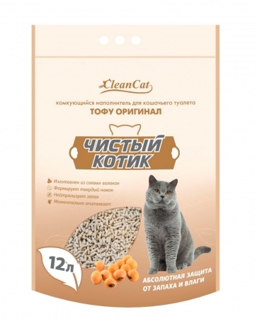 Комкующийся наполнитель Чистый Котик Тофу Оригинал, 12 л фото 1