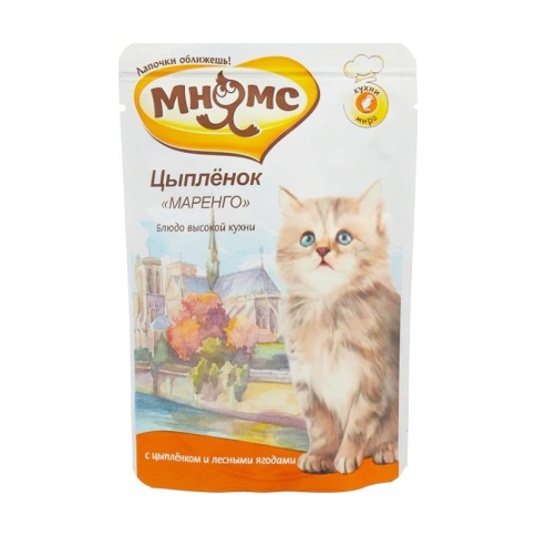 Мнямс паучи Цыпленок Маренго с цыпленкм и лесными ягодами для котят - 85 г фото 2