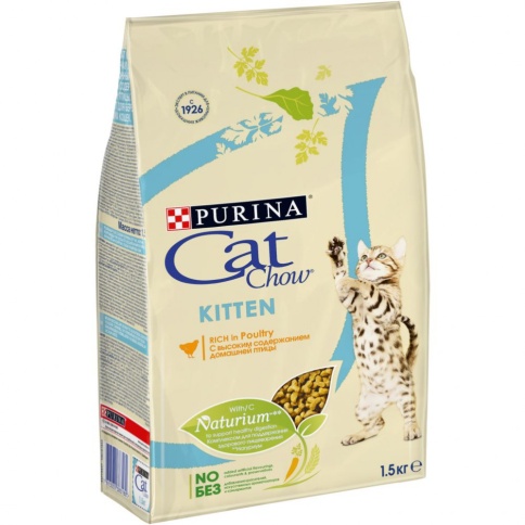 Purina Cat Chow для котят, с домашней птицей - 1,5 кг фото 1