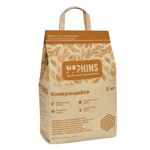 Наполнитель Napkins древесный комкующийся, 6 л фото 1