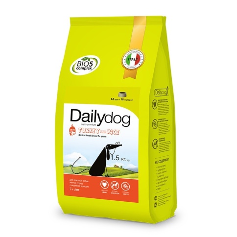 Сухой корм Dailydog Senior Small Breed Turkey and Rice для пожилых собак мелких пород с индейкой и рисом 1.5 кг фото 2