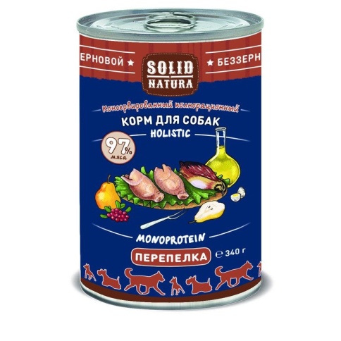 Solid Natura Holistic с перепелкой для собак 340 г фото 2