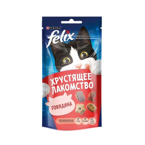 Felix Хрустящее лакомство для кошек с говядиной - 60 г 1 ш фото 1