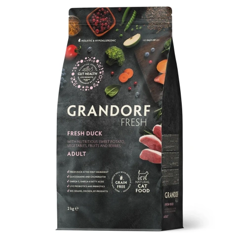 Сухой корм Grandorf Fresh Adult беззерновой с уткой и бататом для кошек при аллергии, 2 кг фото 1