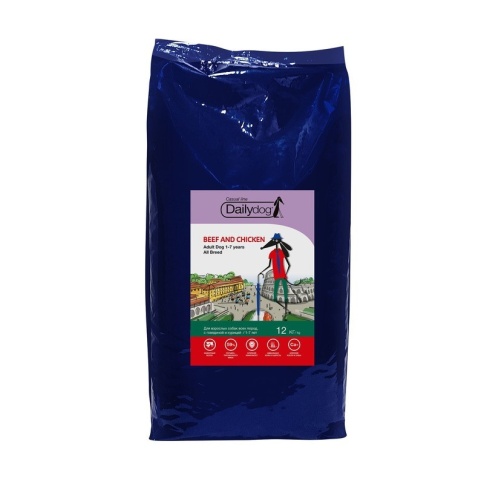 Dailydog Casual Line Adult All Breed сухой корм для взрослых собак всех пород с говядиной и курицей 12 кг фото 1