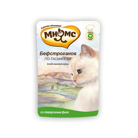 Мнямс паучи Бефстроганов по-тасмански со страусиным филе для кошек - 85 г фото 1