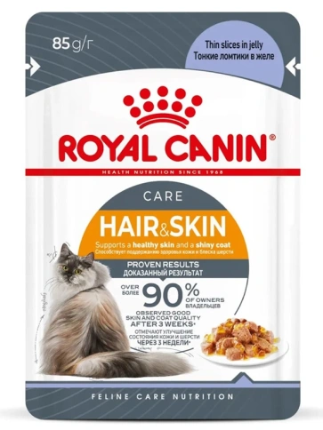 Влажный корм Royal Canin Hair & Skin Care в желе для взрослых кошек, для здоровья кожи и шерсти, пауч, 85 г фото 9