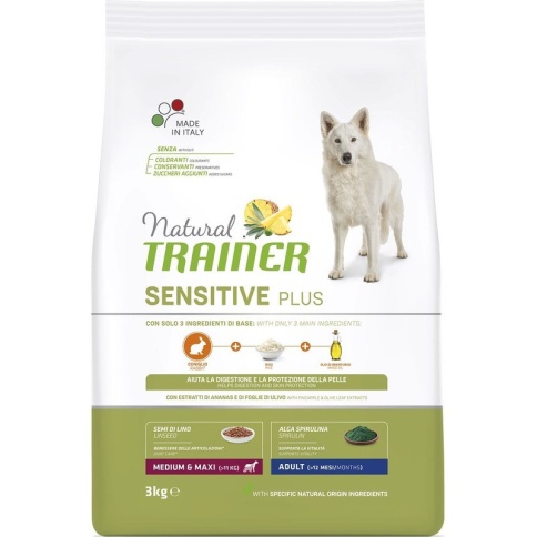 Trainer Natural Sensitive Plus гипоаллергенный сухой корм для взрослых собак средних и крупных пород c кроликом 3 кг фото 1