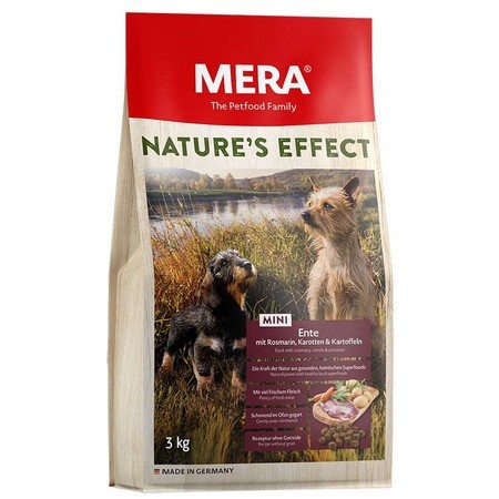 Mera Nature's Effect Ente Mit Rosmarin, Karotten & Kartoffeln сухой корм для взрослых собак мелких пород с уткой, розмарином, морковью и картофелем - 1 кг фото 1