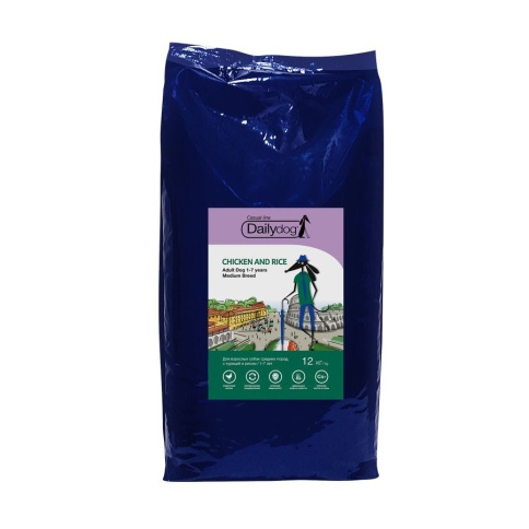 Dailydog Casual Dog Adult Medium Chicken and Rice сухой корм для взрослых собак средних пород с курицей и рисом - 12 кг фото 1