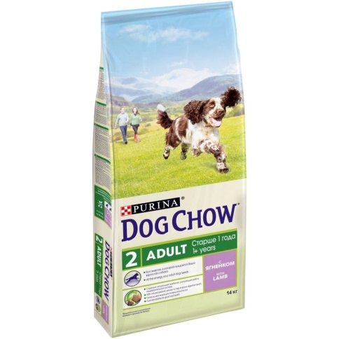 Purina Dog Chow Adult для взрослых собак старше 1 года с ягненком - 14 кг фото 1