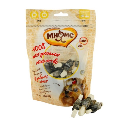 Мнямс лакомство Сырные косточки в рыбьей коже для собак - 100 г фото 1