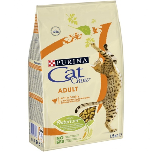 Purina Cat Chow для взрослых кошек, с домашней птицей - 1,5 кг фото 1