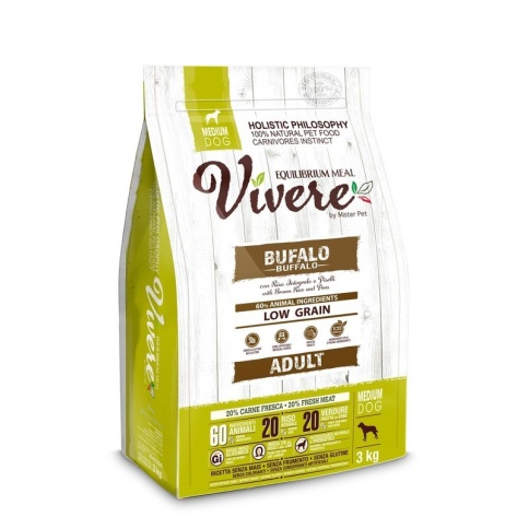 Vivere Medium Adult сухой корм для взрослых собак средних пород со вкусом буйвола - 3 кг фото 1