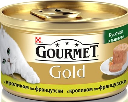 Консервы Gourmet Gold Terrine для взрослых кошек паштет с кусочками с кроликом - 85 г фото 1