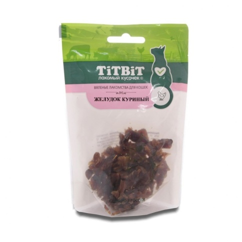 TiTBiT Желудок куриный для кошек, вяленые лакомства - 30 г фото 1