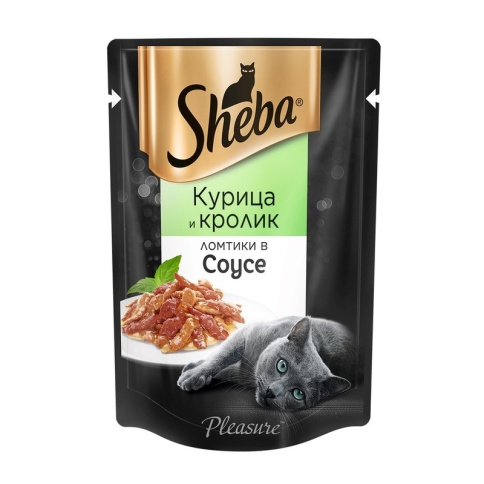Sheba Pleasure влажный корм для взрослых кошек с курицей и кроликом в соусе - 85 г фото 1