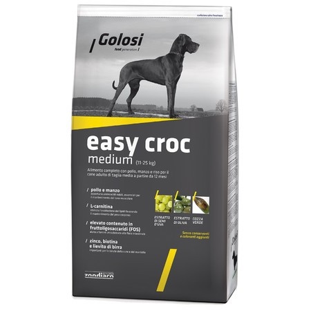 Golosi Dog Adult Easy Croc сухой корм для собак средних пород с курицей, говядиной и рисом - 3 кг фото 1