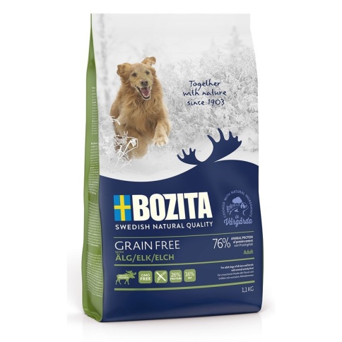 Bozita Grain Free Elk 26/16 сухой корм беззерновой для взрослых собак с нормальным уровнем активности с лосем - 1,1 кг фото 1