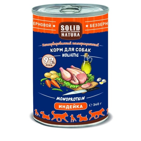 Solid Natura Holistic с индейкой для собак 340 г фото 2