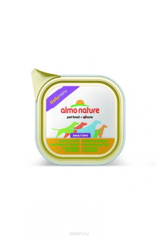 Almo Nature Daily Menu Adult Dog Chicken & Peas консервы для взрослых собак с курицей и горошком - 300 г фото 1