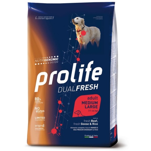 Prolife Dual Fresh Adult сухой корм для собак с говядиной, гусем и рисом - 2.5 кг фото 2