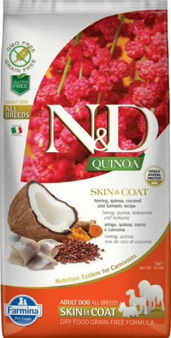 Farmina N&D Dog Grain Free quinoa skin & coat herring корм для собак здоровая кожа и шерсть с сельдью и киноа - 7 кг фото 1