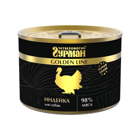 Четвероногий Гурман Golden line индейка натуральная в желе для собак 500 г фото 1