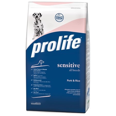 Prolife Dog Adult Sensitive сухой корм для гиперчувствительных собак со свининой и рисом - 12 кг фото 1