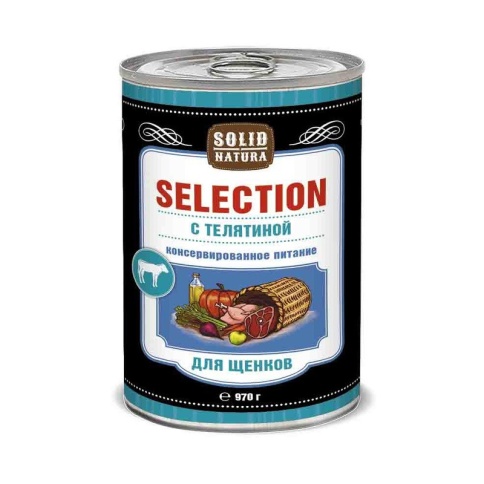 Solid Natura Selection Телятина влажный корм для щенков в жестяной банке 970 г фото 2