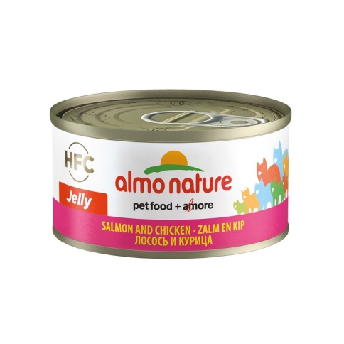 Almo Nature Legend Adult Cat Salmon&Chicken консервированный корм с цельными кусочками лосося и курицы в бульоне для взрослых кошек - 70 г фото 2