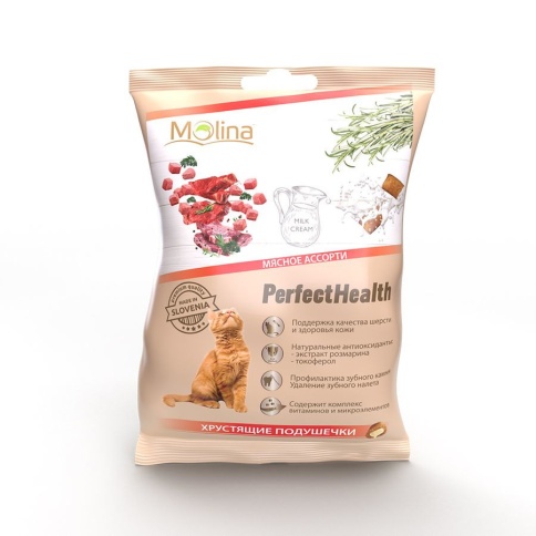 Molina Хрустящие подушечки для кошек мясное ассорти, 50 г фото 1