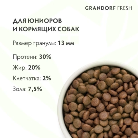 Сухой корм Grandorf Fresh ягненок с бататом беззерновой для юниоров и беременных собак, 3 кг фото 13