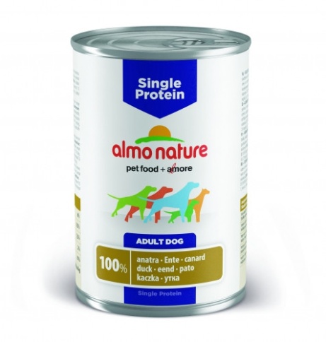 Almo Nature Single Protein Adult Dog Duck консервы с уткой для взрослых собак с чувствительным пищевариением (монобелковый рацион) - 400 г фото 1