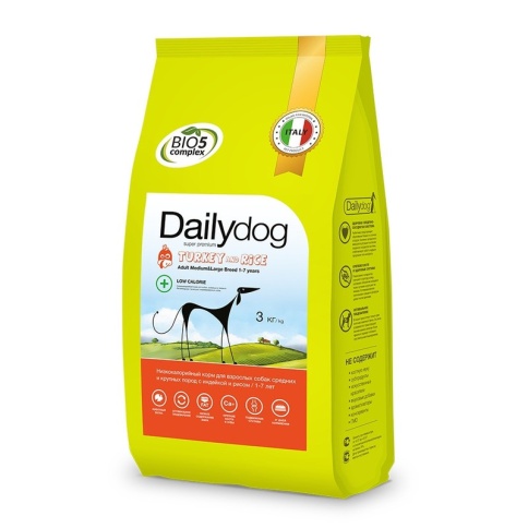 Сухой корм Dailydog Adult Medium Large Breed Low Calorie Turkey and Rice для собак средних и крупных пород с индейкой и рисом 3 кг фото 2