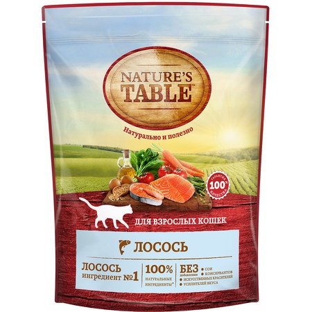 Nature’s Table сухой корм для кошек с лососем - 650 г фото 1