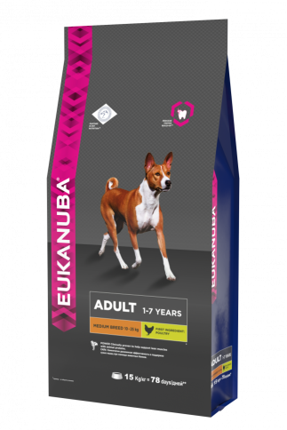 Eukanuba Adult Medium Breed для собак средних пород с курицей - 15 кг фото 1