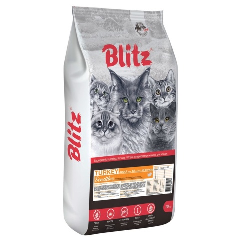 Blitz Adult Cats Turkey для кошек с индейкой - 10 кг фото 2