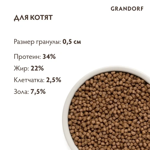 Сухой корм Grandorf Holistic Kitten ягненок с индейкой для котят, 2 кг фото 3